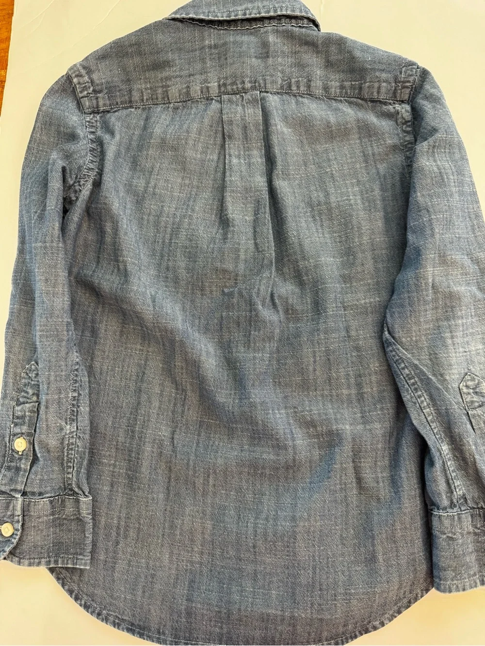 Ralph Lauren Boys Chambray Button-Up Shirt in Denim Blue with Polo Pony